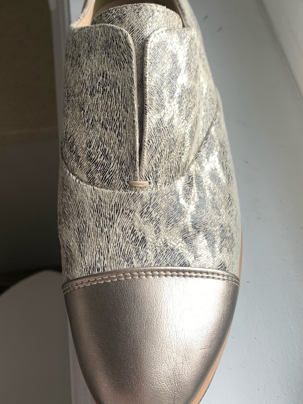 Geox Metallic Champagne and Ivory Slip-On Loafer